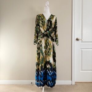 Wrap Knot Multicolor Maxi Dress